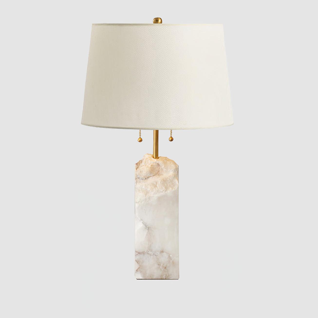 Alabaster Table Lamp With Fabric Shade And Adjustable Height