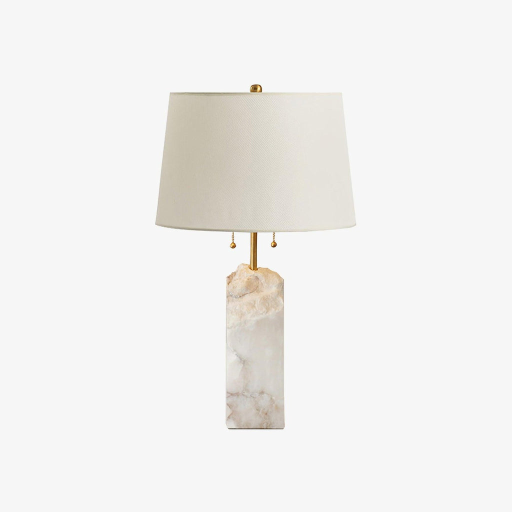 Alabaster Table Lamp With Fabric Shade And Adjustable Height