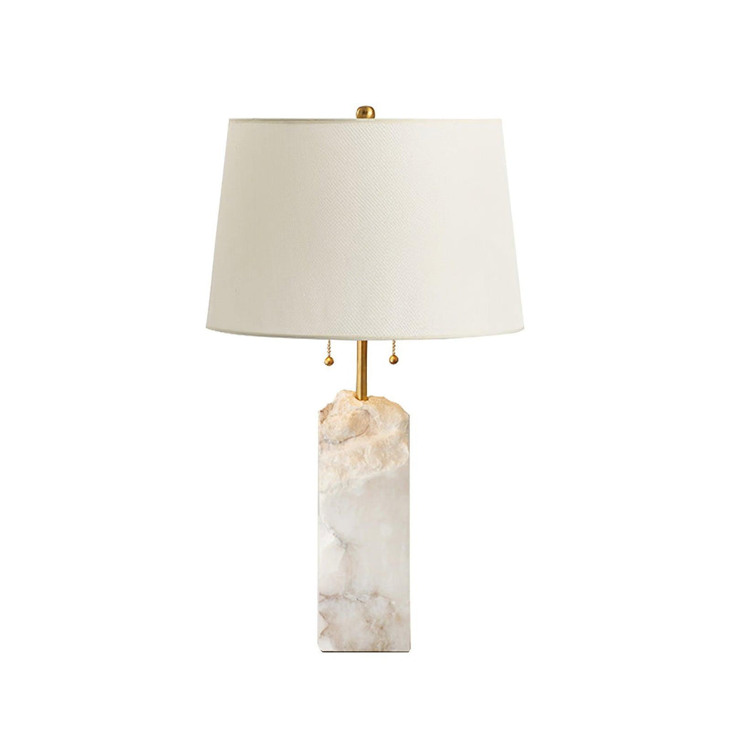 Alabaster Table Lamp With Fabric Shade And Adjustable Height
