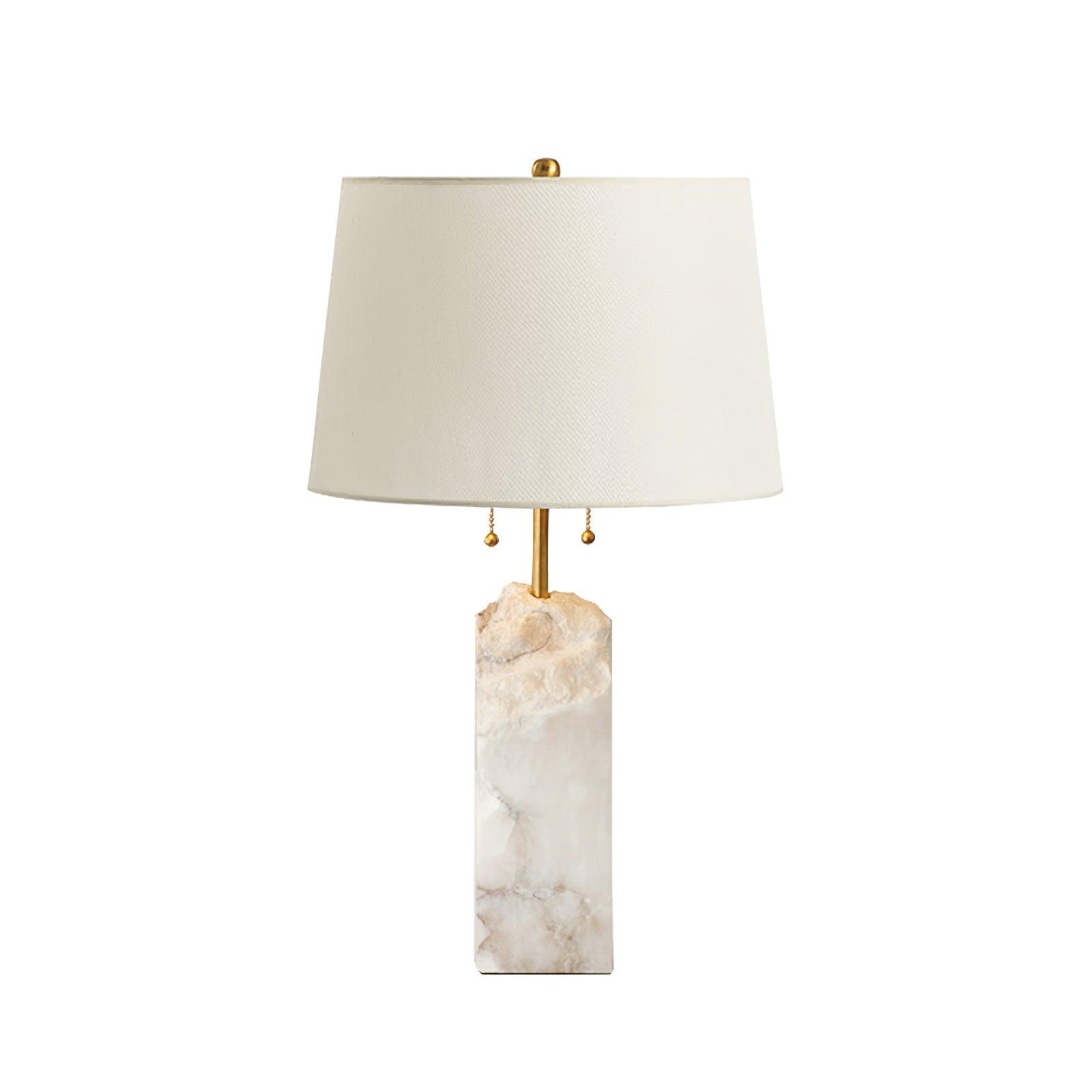 Alabaster Table Lamp With Fabric Shade And Adjustable Height