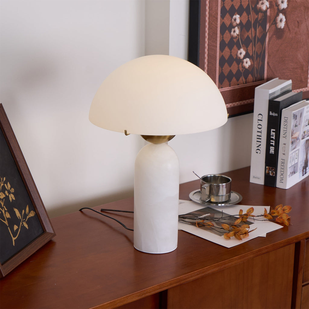 Elegant Glass Shade Table Lamp With Adjustable Height