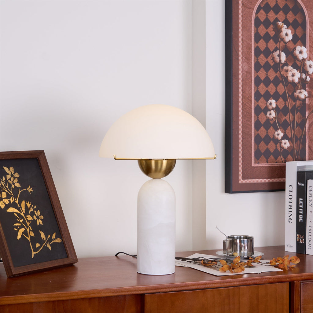 Elegant Glass Shade Table Lamp With Adjustable Height