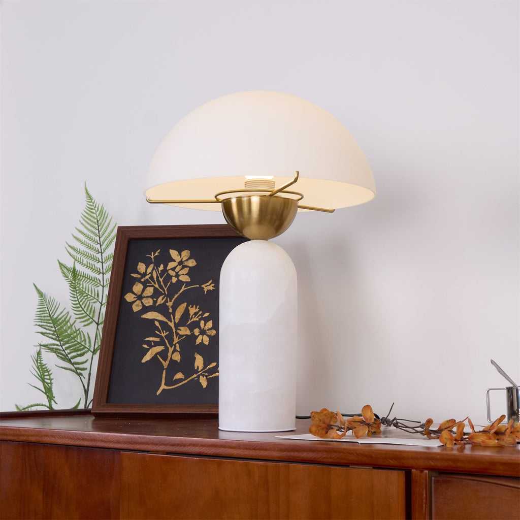 Elegant Glass Shade Table Lamp With Adjustable Height
