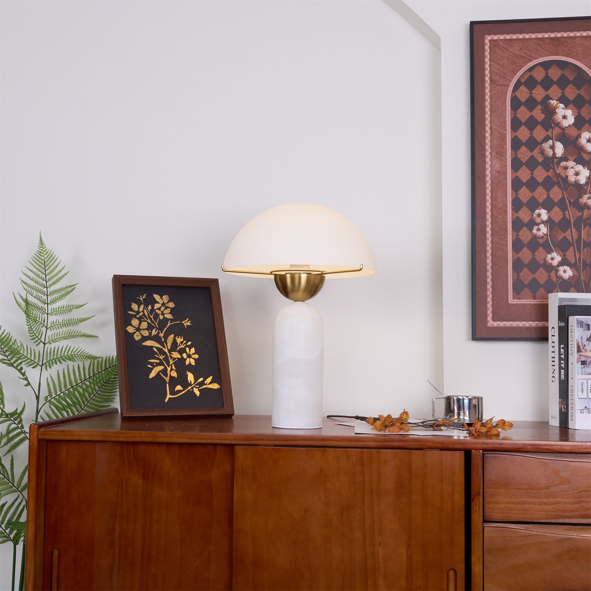 Elegant Glass Shade Table Lamp With Adjustable Height