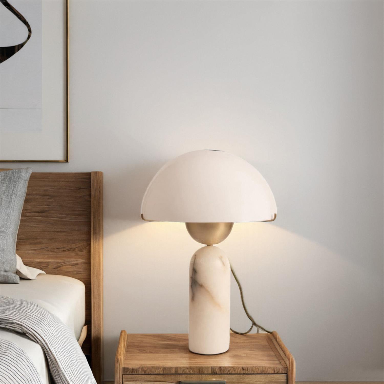 Elegant Glass Shade Table Lamp With Adjustable Height