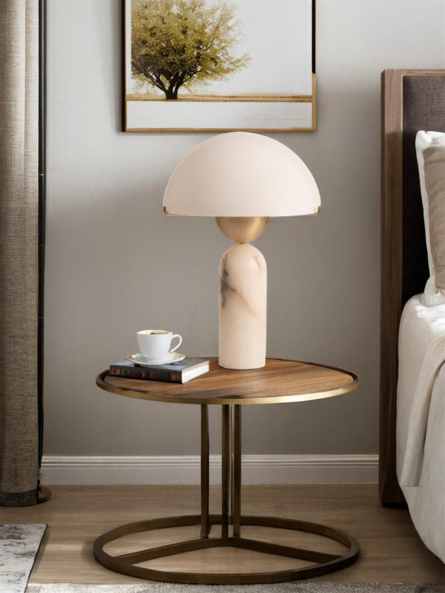 Elegant Glass Shade Table Lamp With Adjustable Height