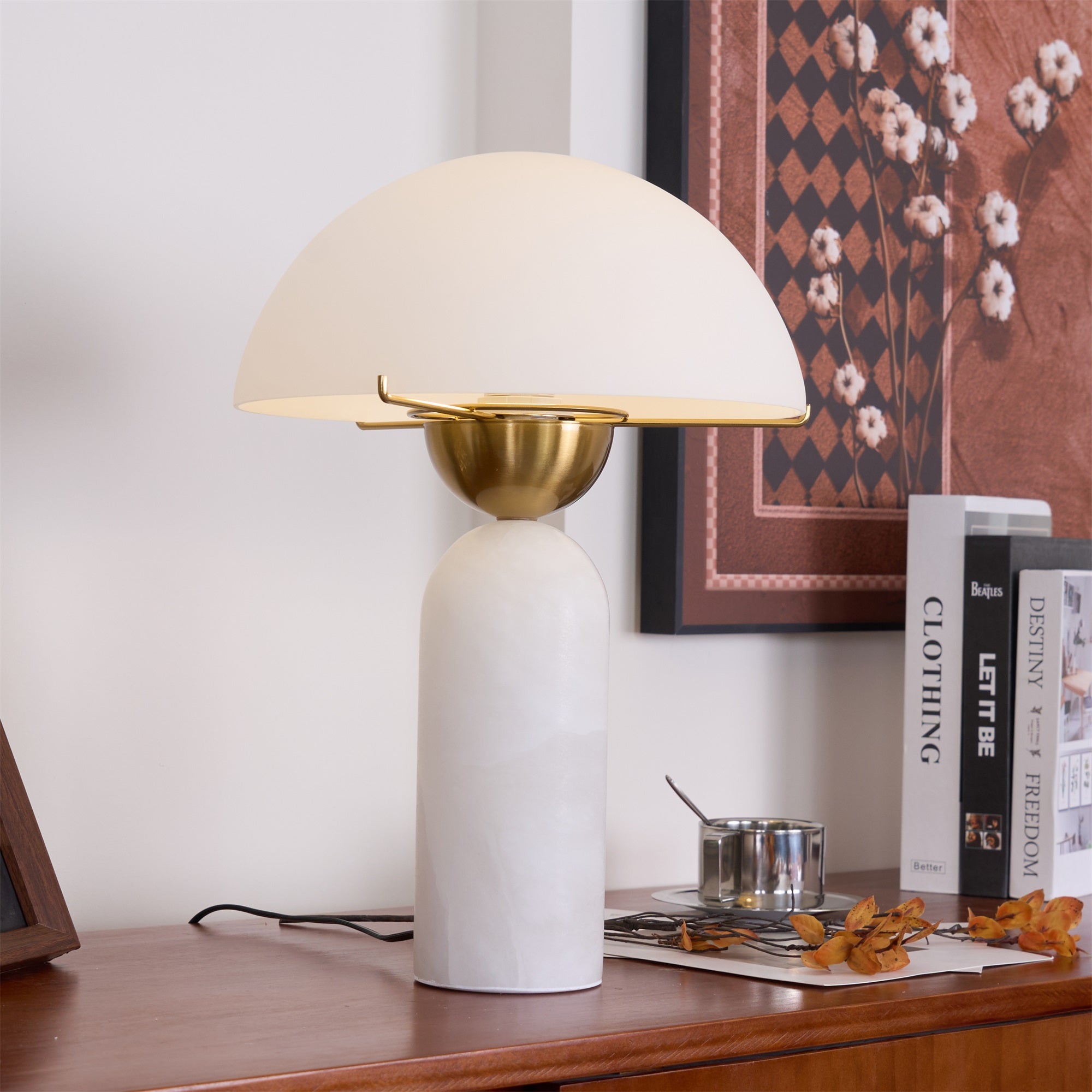 Elegant Glass Shade Table Lamp With Adjustable Height