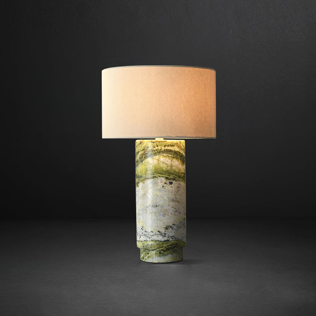 Table Lamp With Inline Switch And Marble Base In Green