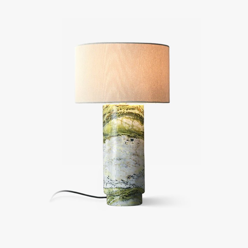 Table Lamp With Inline Switch And Marble Base In Green