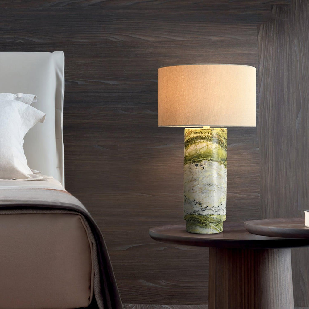 Table Lamp With Inline Switch And Marble Base In Green