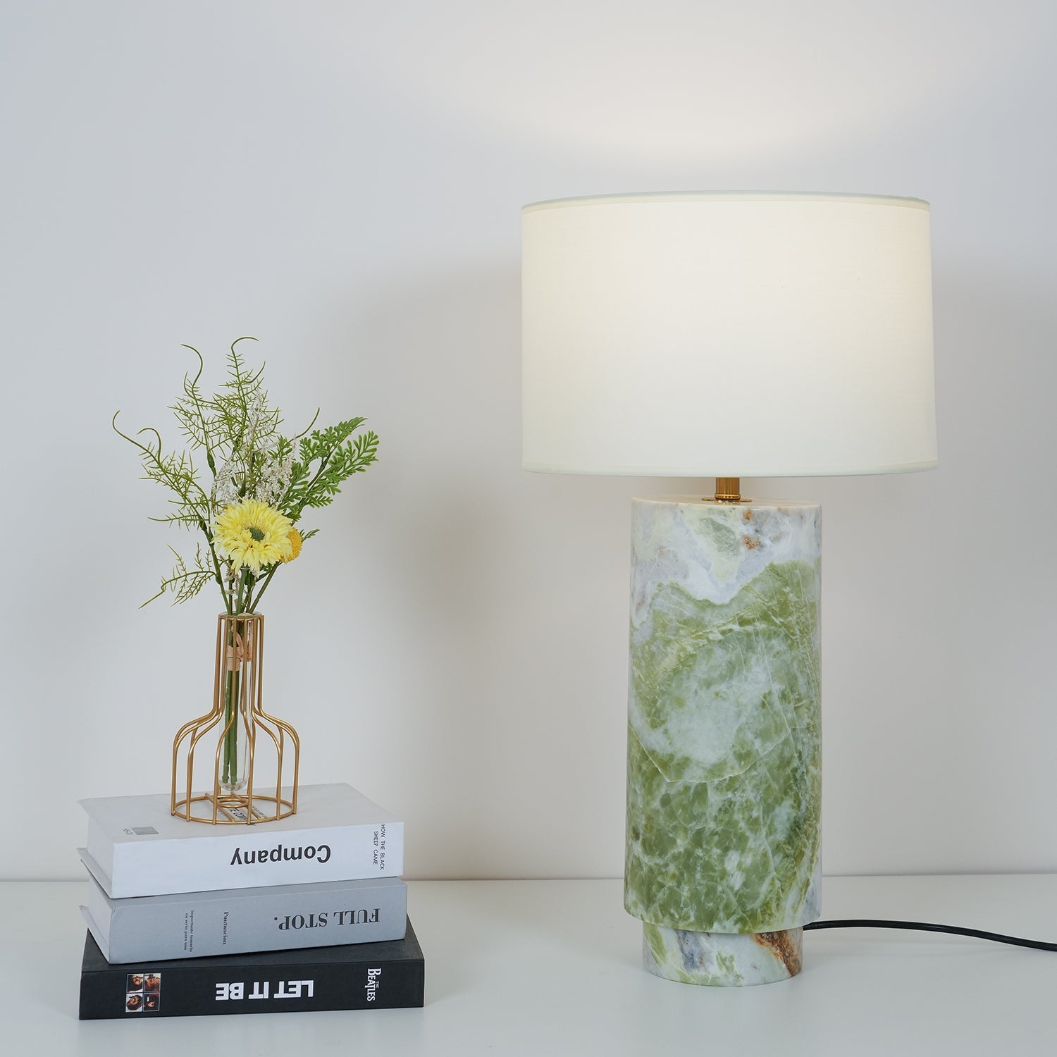 Table Lamp With Inline Switch And Marble Base In Green