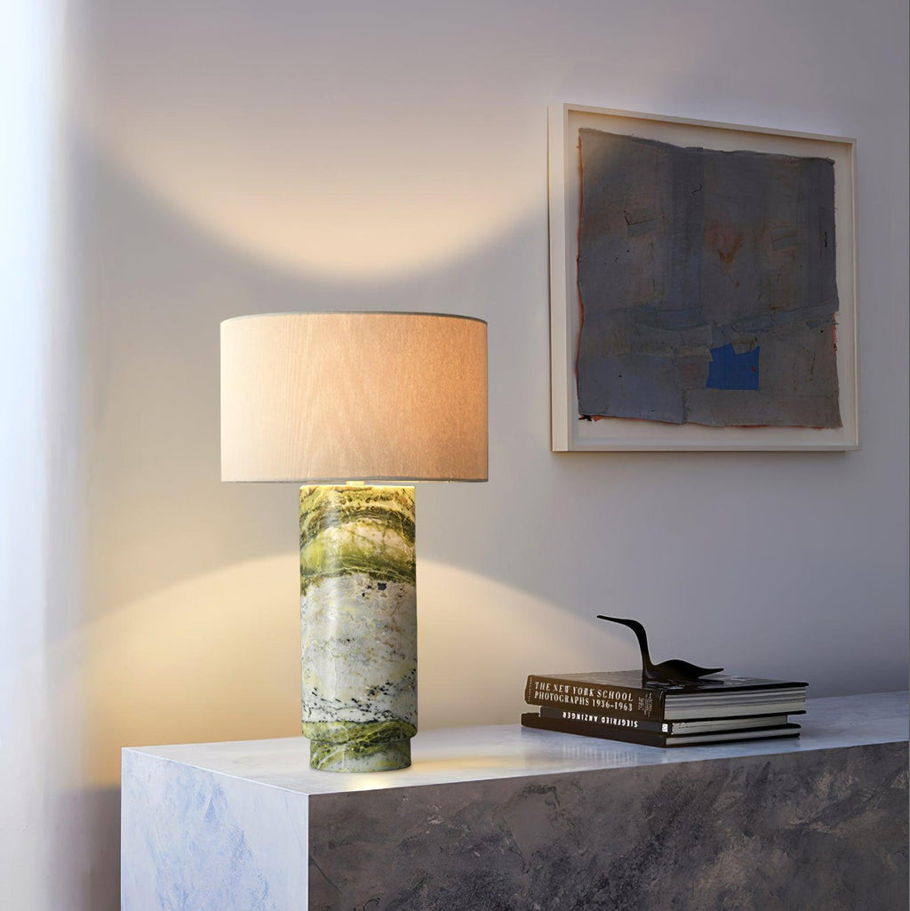 Table Lamp With Inline Switch And Marble Base In Green