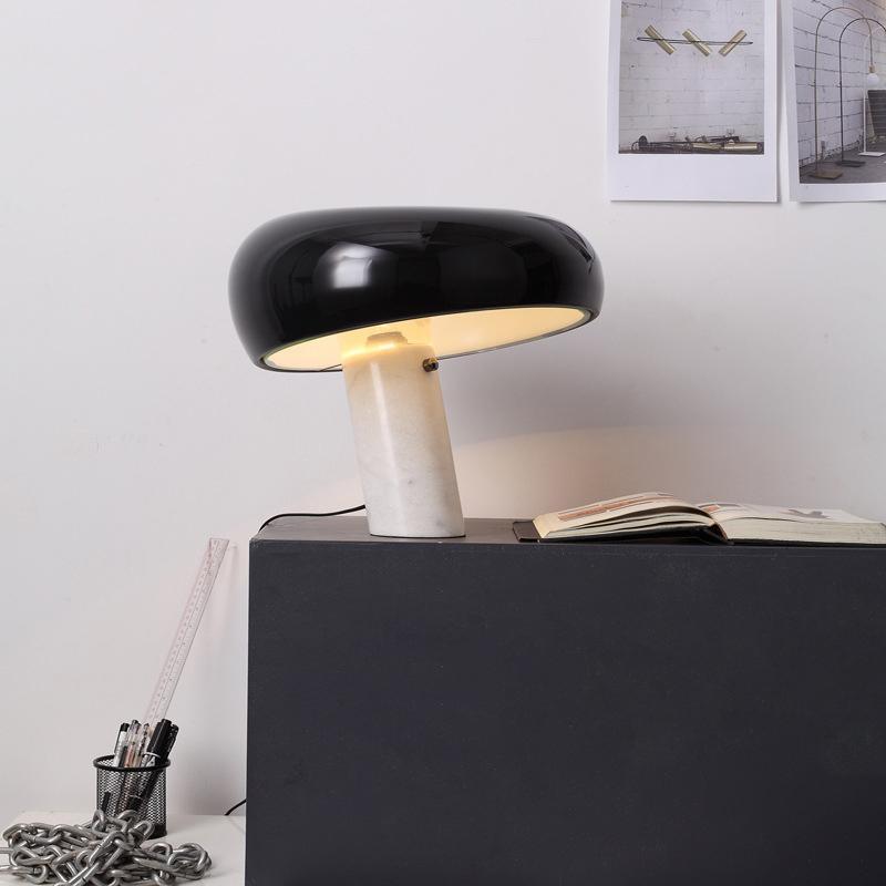 Marble Base Lamp With Metal Lampshade And LED Compatibility