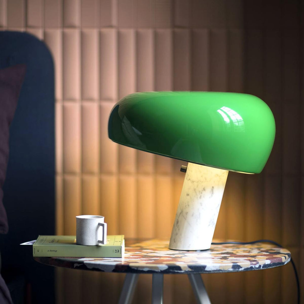 Marble Base Lamp With Metal Lampshade And LED Compatibility