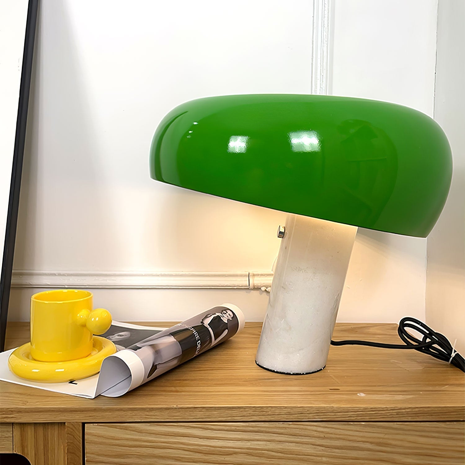 Marble Base Lamp With Metal Lampshade And LED Compatibility