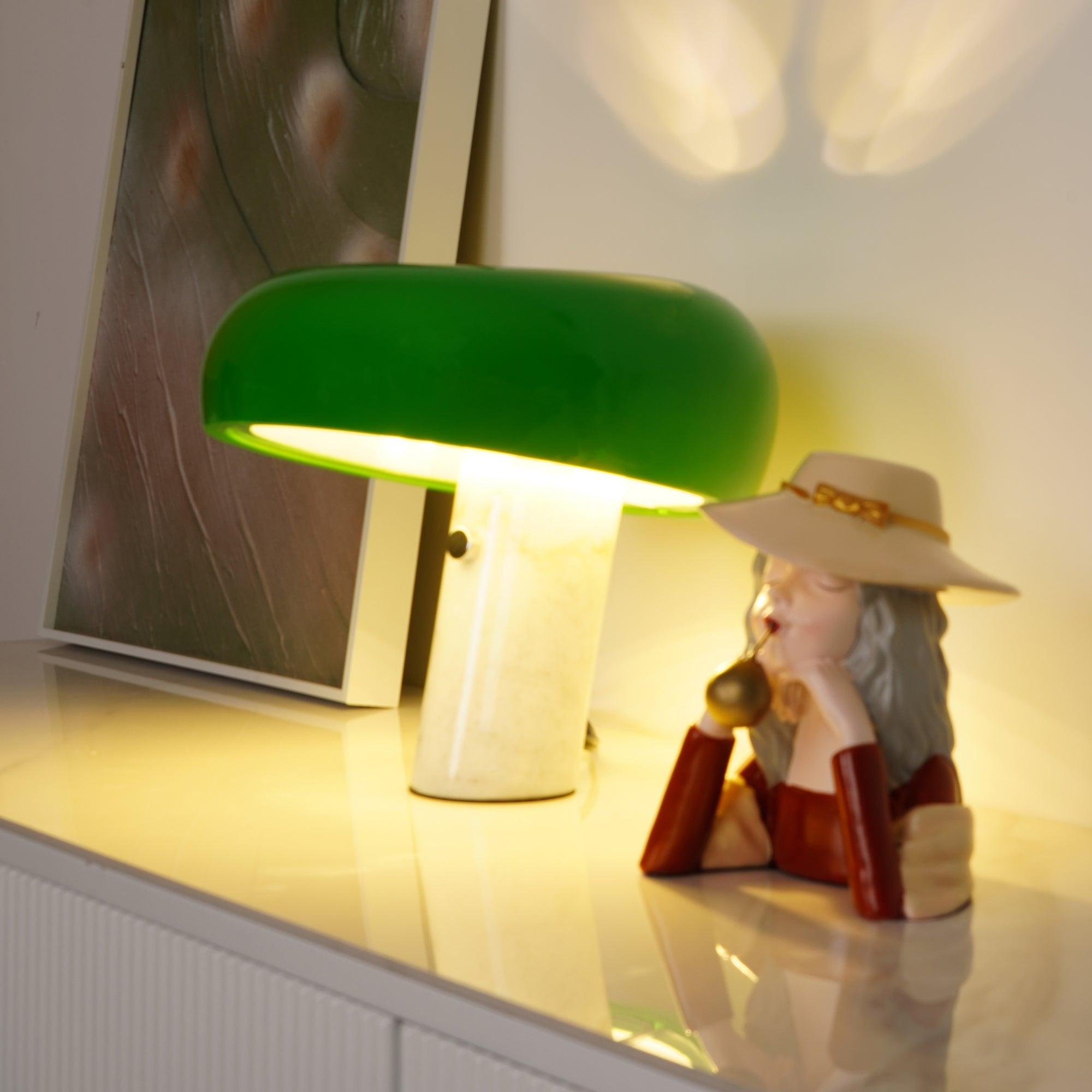 Marble Base Lamp With Metal Lampshade And LED Compatibility