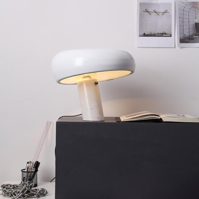 Marble Base Lamp With Metal Lampshade And LED Compatibility