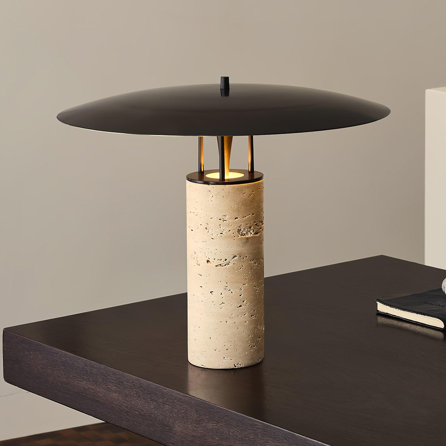 Modern Table Lamp With Metal Base And Black Shade Inline Switch