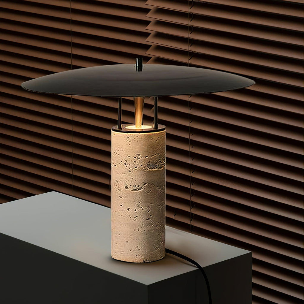 Modern Table Lamp With Metal Base And Black Shade Inline Switch