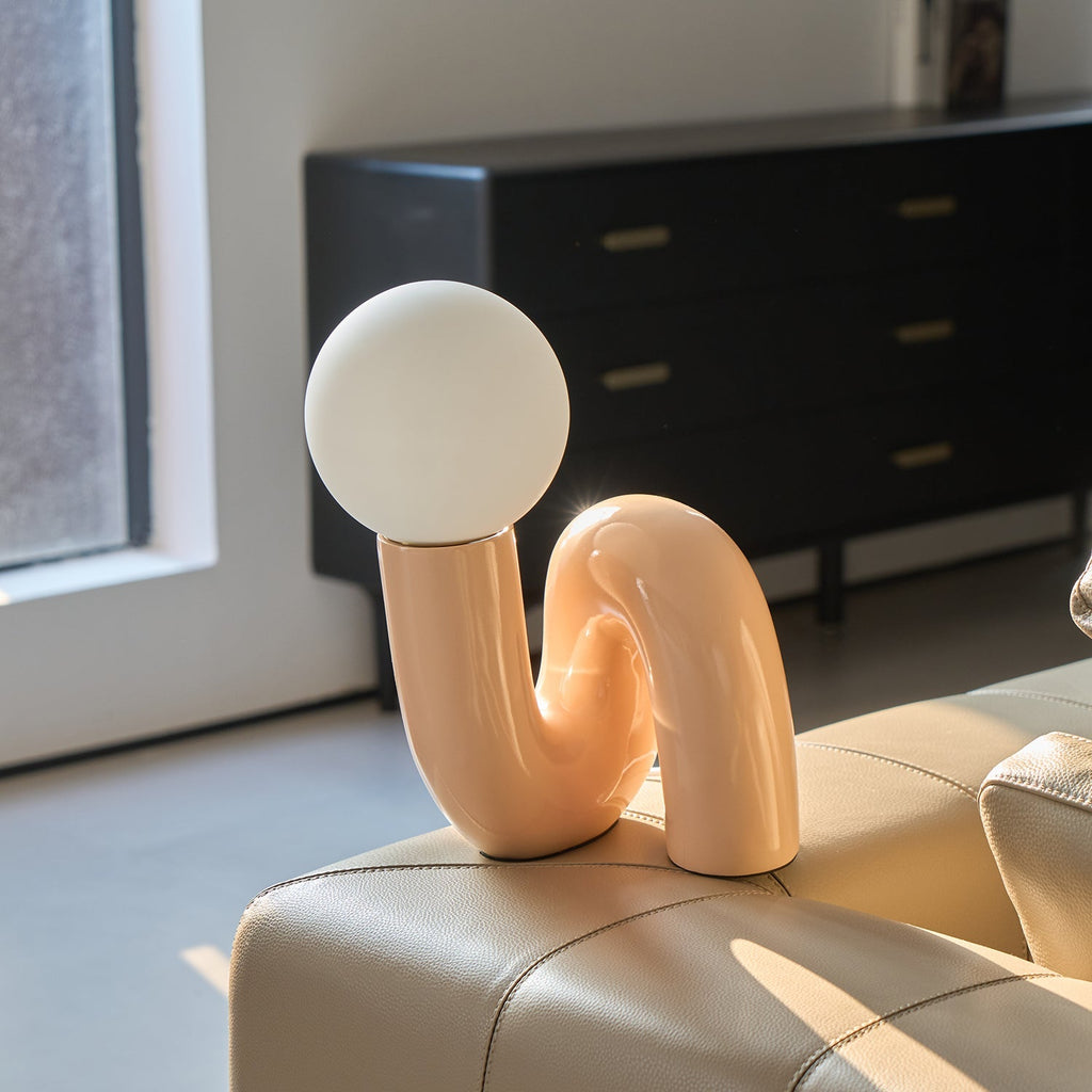 Contemporary Resin Glass Table Lamp With Dimmable LED Light