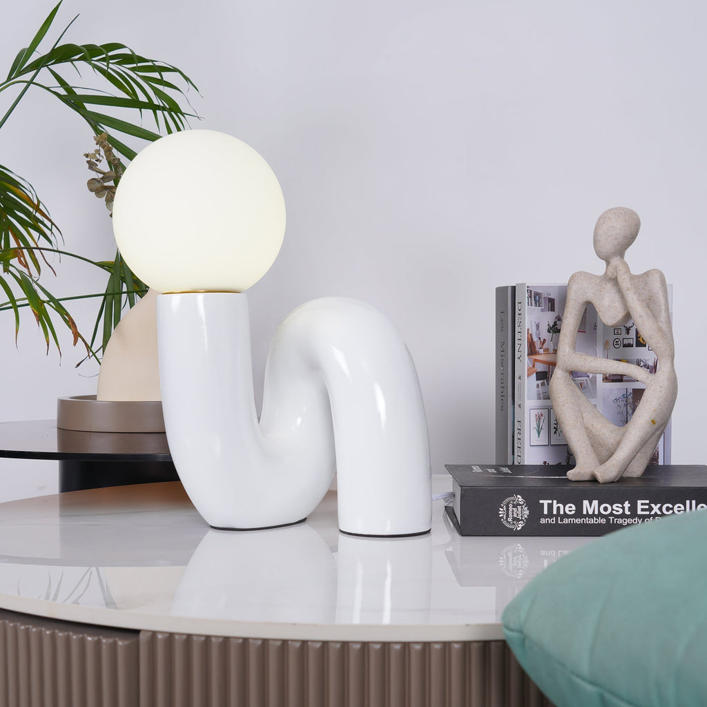 Contemporary Resin Glass Table Lamp With Dimmable LED Light