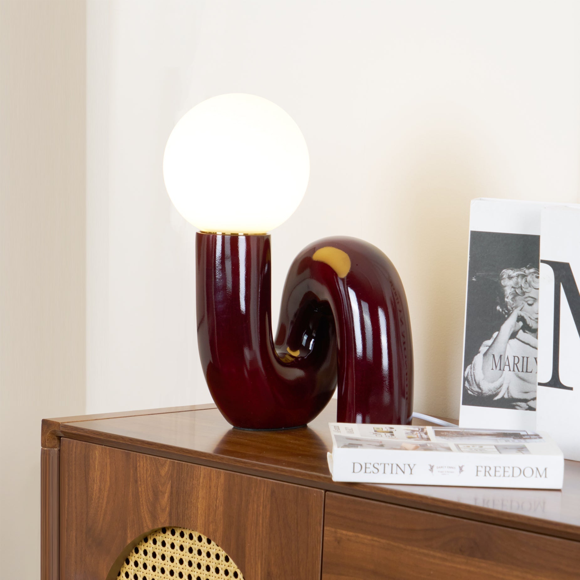 Contemporary Resin Glass Table Lamp With Dimmable LED Light
