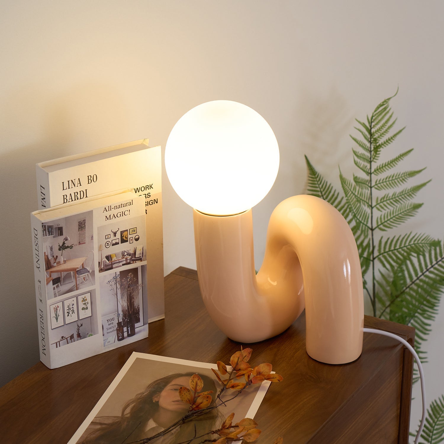 Contemporary Resin Glass Table Lamp With Dimmable LED Light