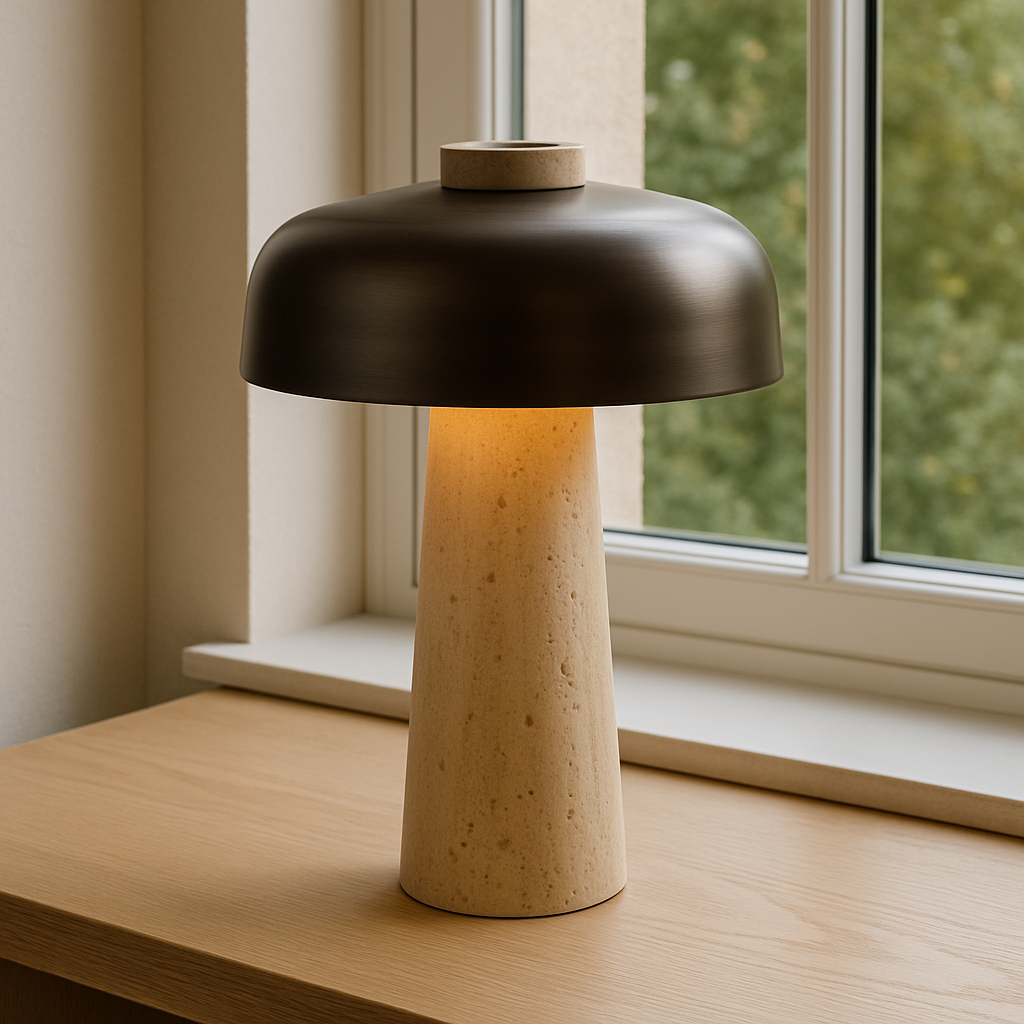 Table Lamp in Travertine