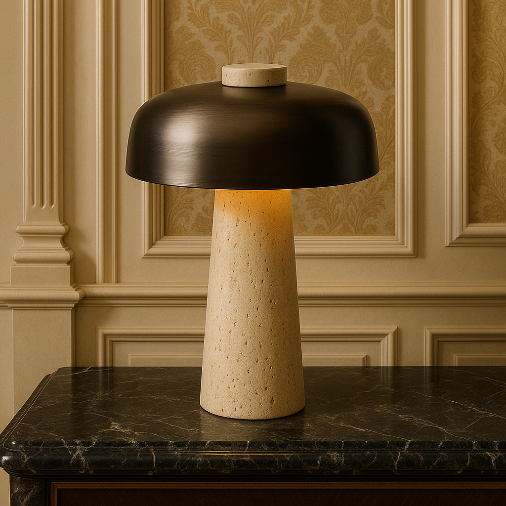 Table Lamp in Travertine