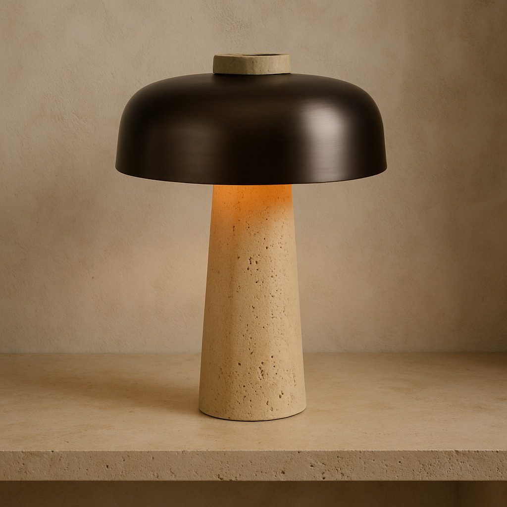 Table Lamp in Travertine
