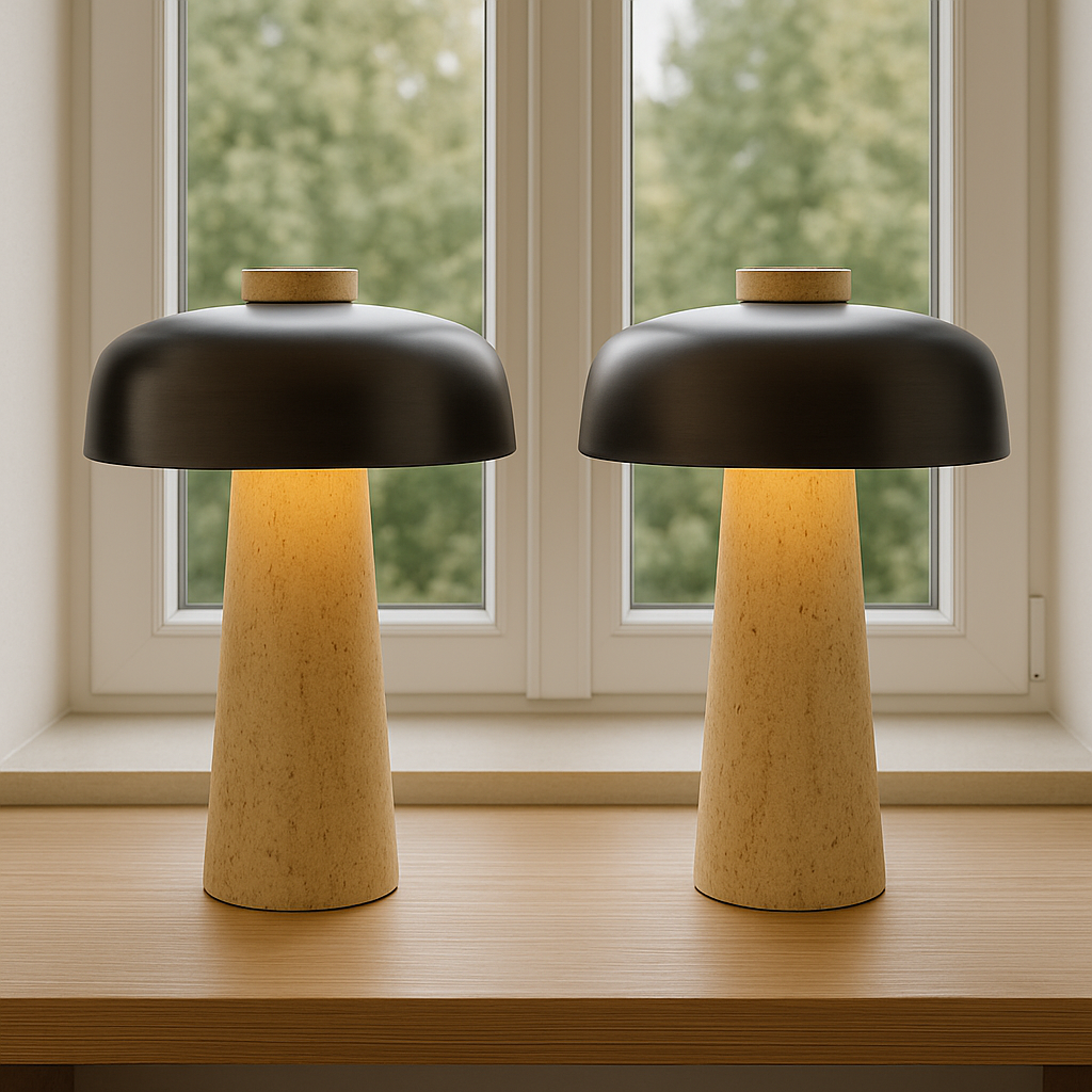 Table Lamp in Travertine