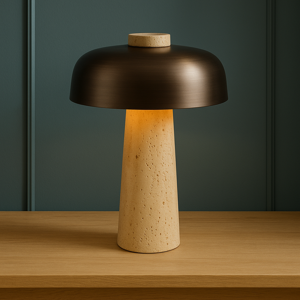 Table Lamp in Travertine