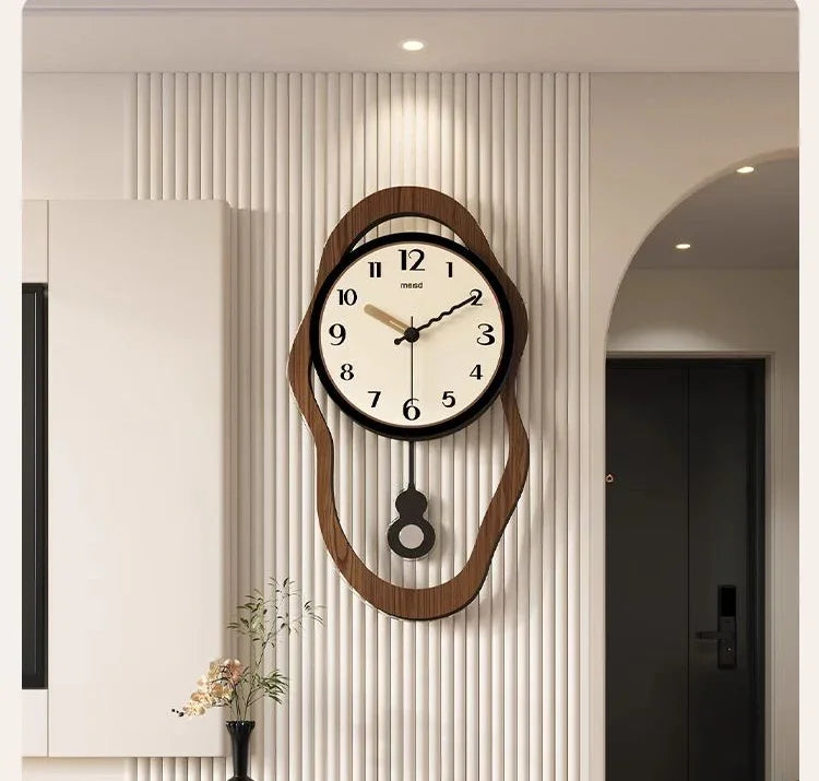 Modern Wood Wall Clock With Quiet Operation For Home Office
