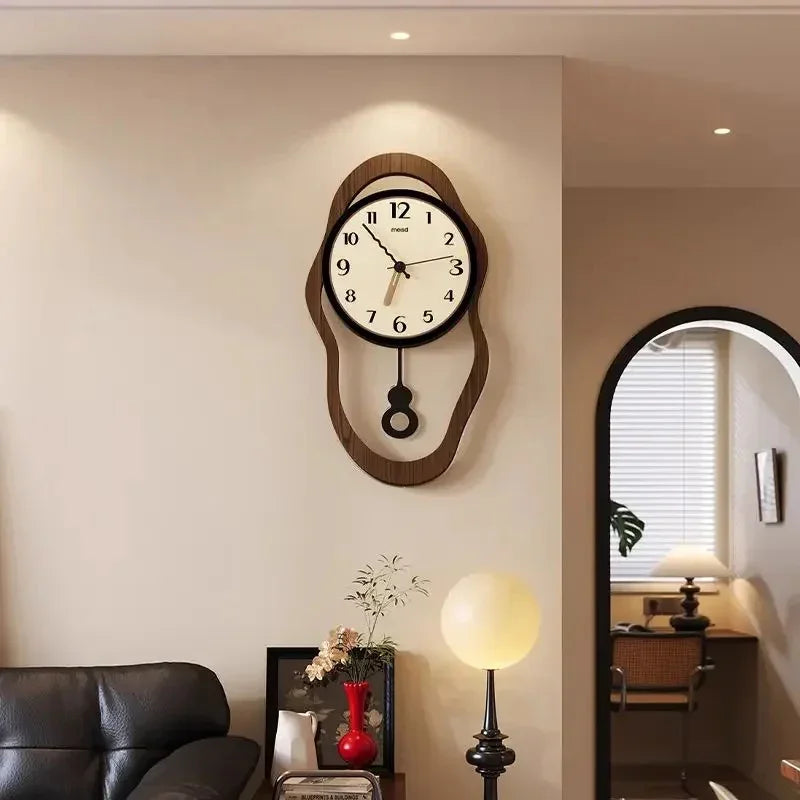 Modern Wood Wall Clock With Quiet Operation For Home Office