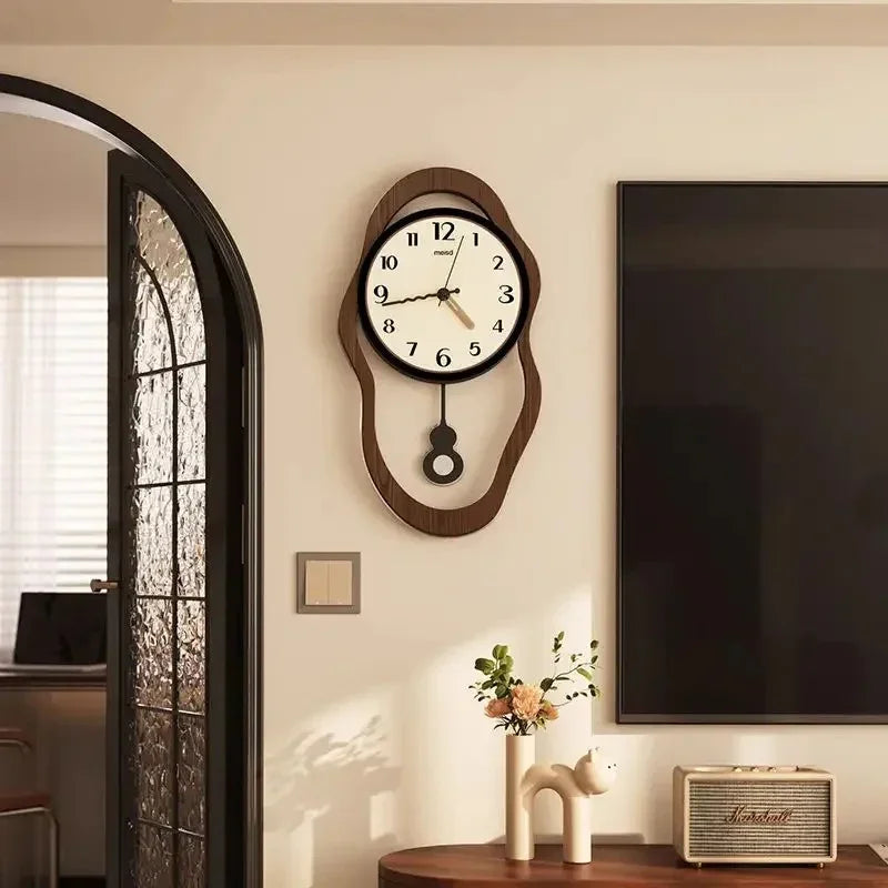Modern Wood Wall Clock With Quiet Operation For Home Office