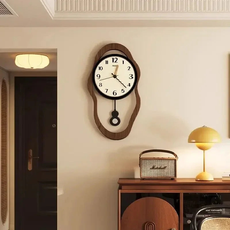 Modern Wood Wall Clock With Quiet Operation For Home Office