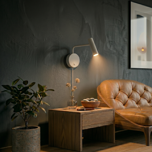 Adjustable Arm Wall Light With Integrated LED Available In Black Or White