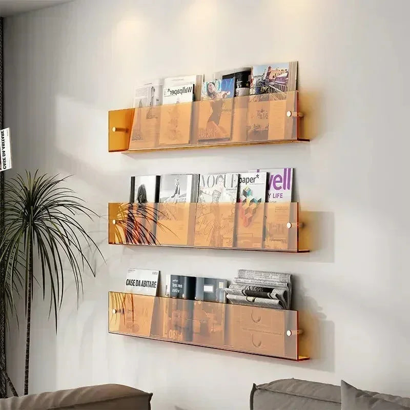 Wall Mounted Storage Shelf For Books And Magazines Space Saving
