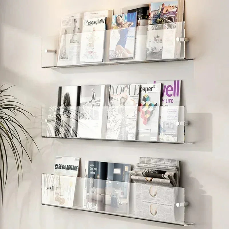 Wall Mounted Storage Shelf For Books And Magazines Space Saving
