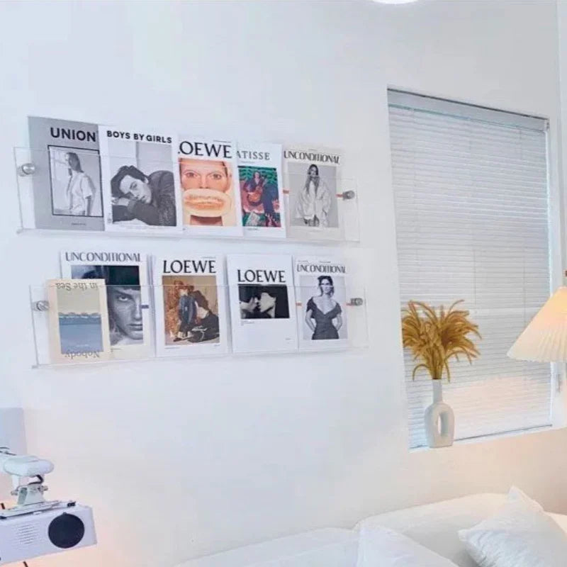 Wall Mounted Storage Shelf For Books And Magazines Space Saving
