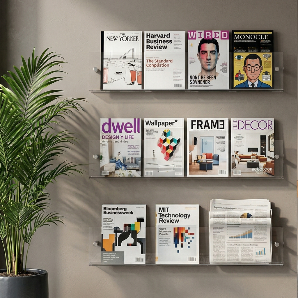 Wall Mounted Storage Shelf For Books And Magazines Space Saving
