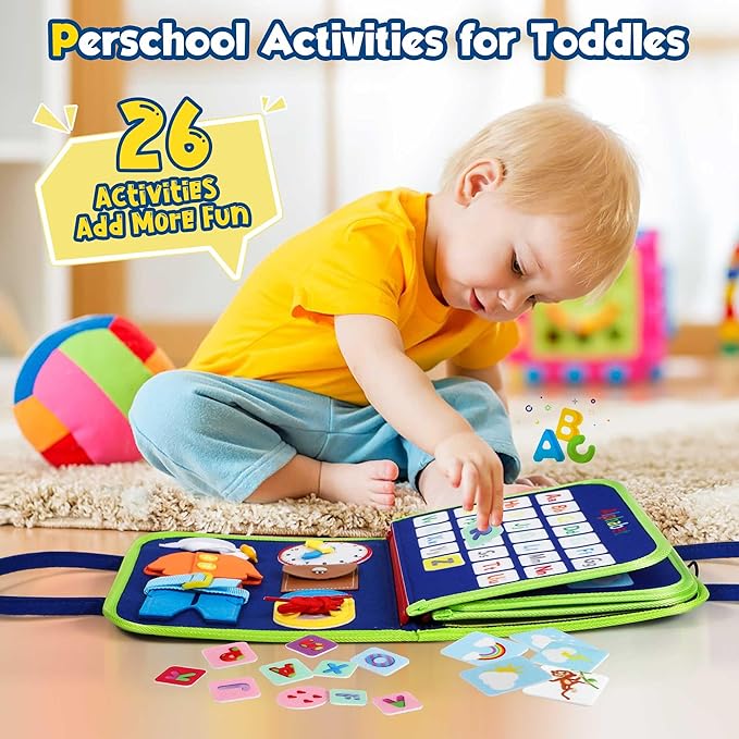 Montessori-leerbord van 11 bij 9 inch — 7 praktische activiteiten voor de ontwikkeling van de fijne motoriek