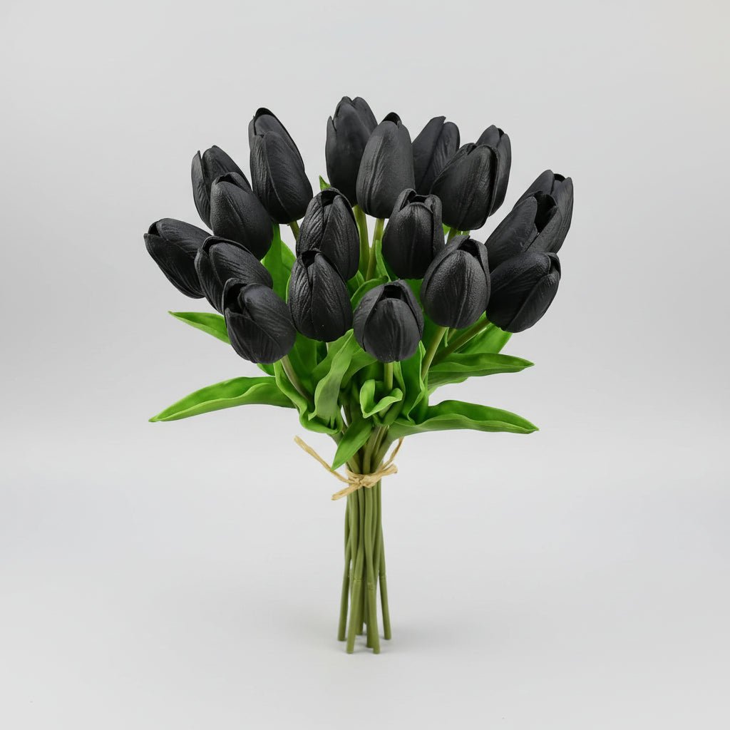 Tulipas com toque realista — ramo do Dia da Mãe com caules de PU