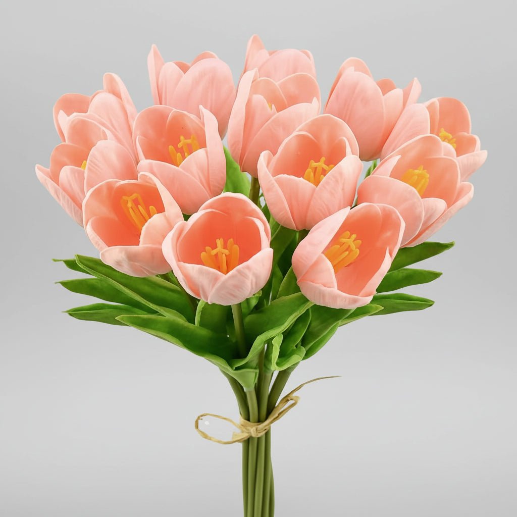 Tulipas com toque realista — ramo do Dia da Mãe com caules de PU