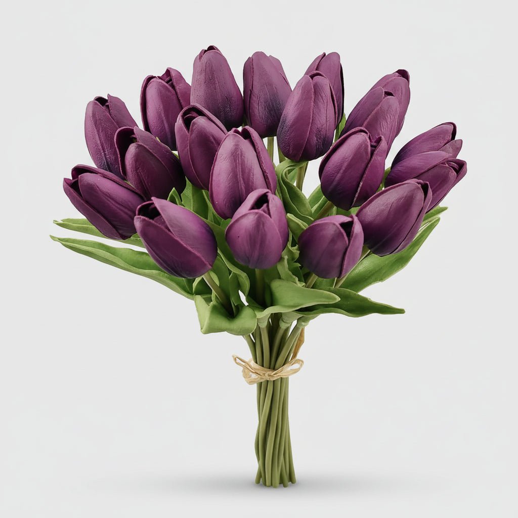 Tulipas com toque realista — ramo do Dia da Mãe com caules de PU