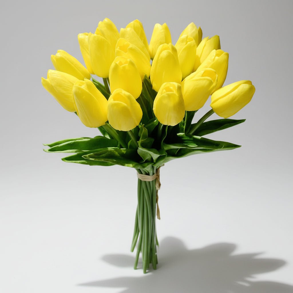 Tulipas com toque realista — ramo do Dia da Mãe com caules de PU