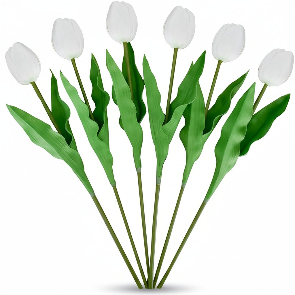 Tulipas com toque realista — ramo do Dia da Mãe com caules de PU