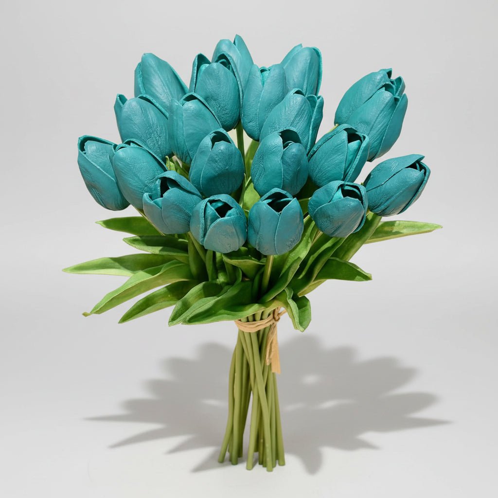 Tulipas com toque realista — ramo do Dia da Mãe com caules de PU