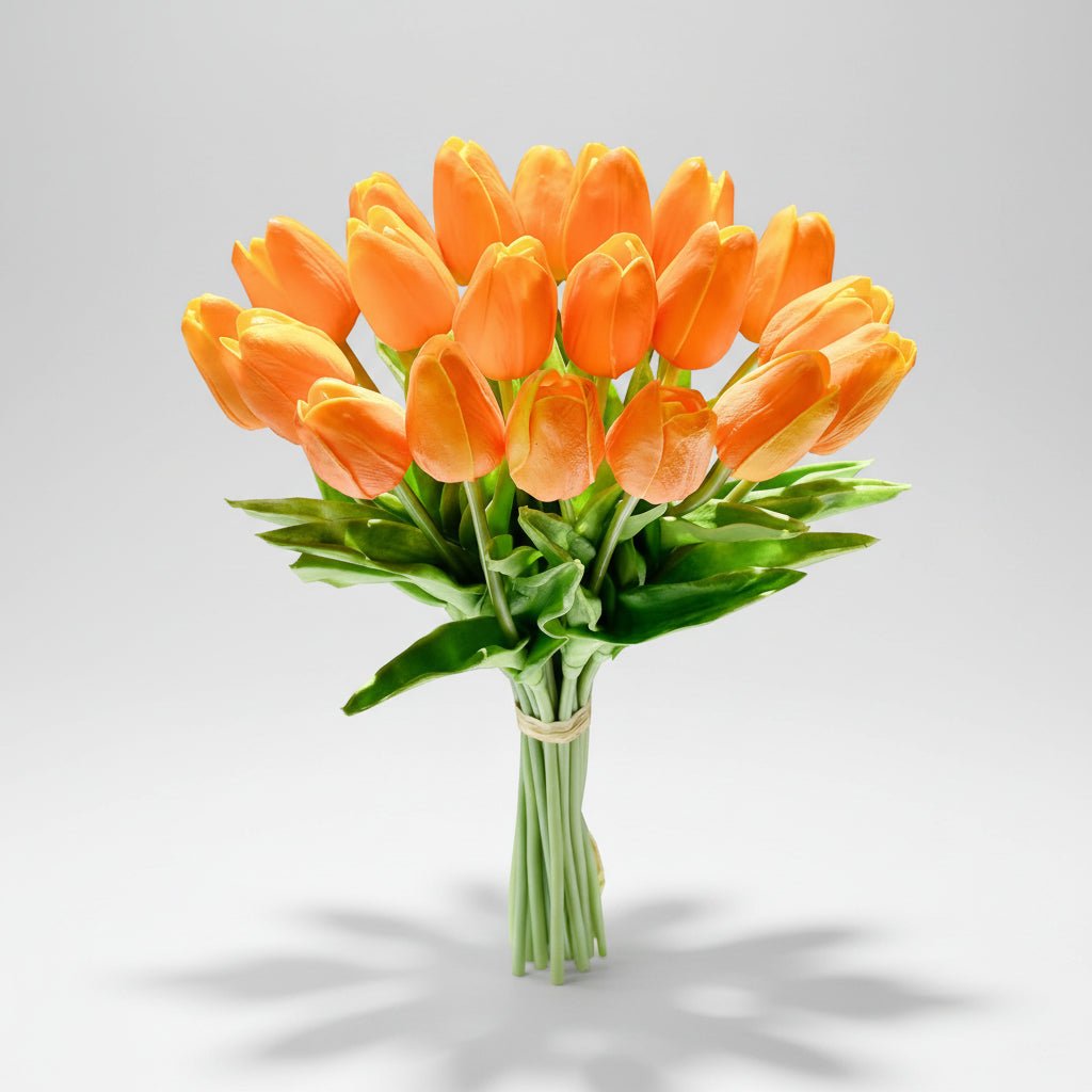 Tulipas com toque realista — ramo do Dia da Mãe com caules de PU