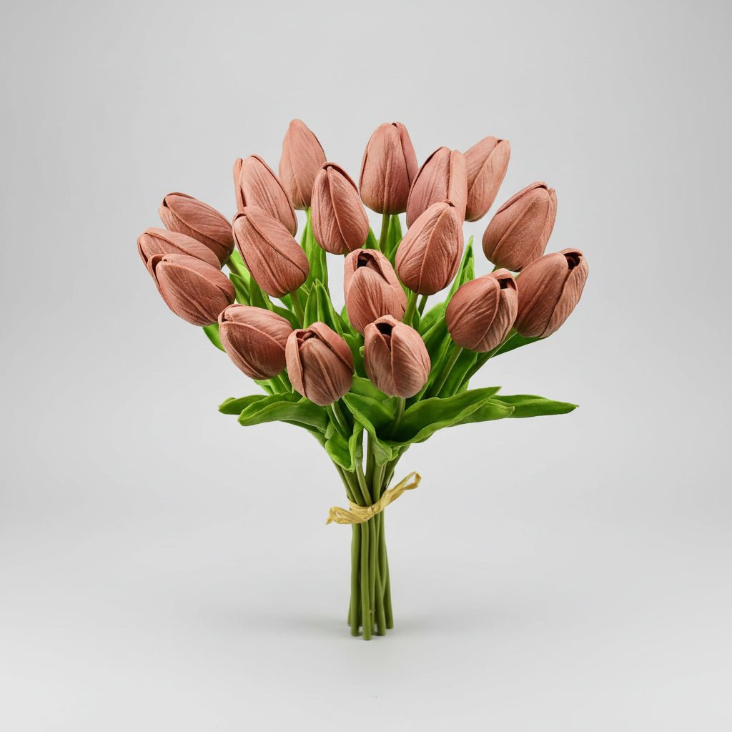Tulipas com toque realista — ramo do Dia da Mãe com caules de PU